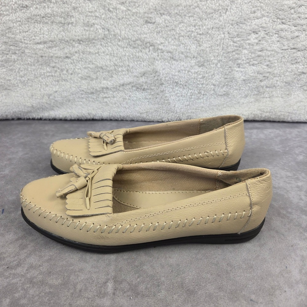Dr. Scholls Womens 8.5 M Tan Leather Kiltie Tassel Loafers Whipstitch Shoes